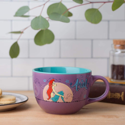 Silver Buffalo Disney Little Mermaid Ariel Moonlight Ceramic Soup Mug, 24 Ounces