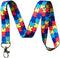 Autism Awareness Puzzle Piece Print Lanyard Key Chain Id Badge Holder