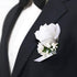 Men Wedding Boutonniere Wedding Flowers Buttonholes Accessories Groom Groomsman Prom Party Suit Decoration (8, White 7)