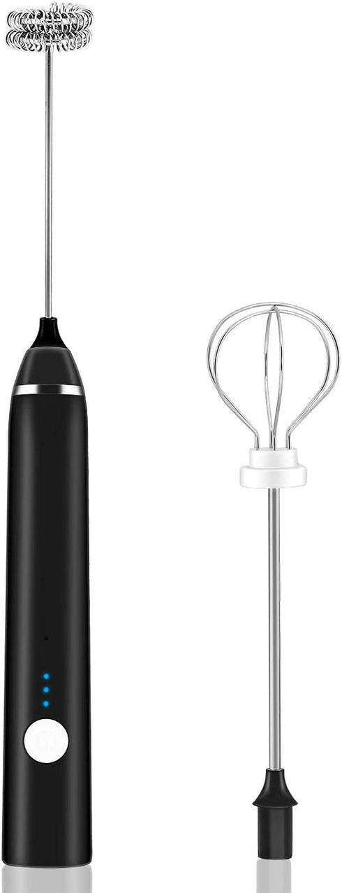 Milk Frother, Rechargeable hand-Held Electric Milk Frother 3 Adjustable USB Charging Can Be Used forBulletproof Coffee Protein Drinks Matcha Coffee Whisk (Black)