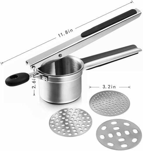 PARADIZM Potato Ricer Stainless Steel,Extra-Large top Stainless Steel Potato Rice,Rice milling Kitchen Tool with Long Non-Slip Handle, It can be use on Carrots,yams and All Sorts of Root Crops.