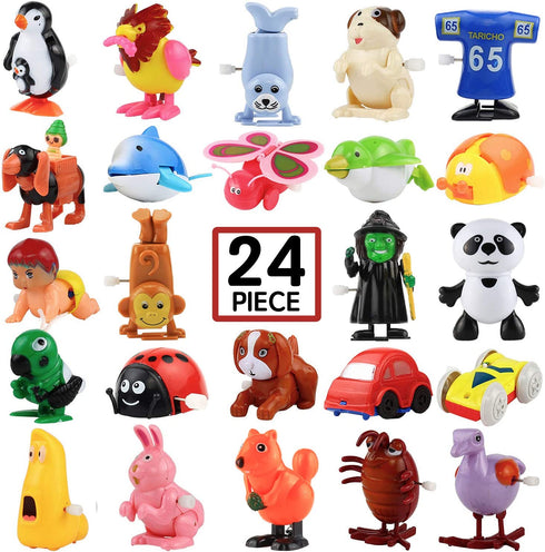 Laxdacee Wind-Up Toys, 24 Pack Assorted Mini Toy for Kids Party Favors, Birthday Goody Bag Filler Preschool Toy for Boys Girls Children, Gifts Pinata Filler Carniva Prizes Classroom Incentive Reward
