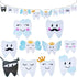 Baby Birthday Decorations Tooth Party Banner for Kids Boys or Girls 1st Birthday Party and Dental Graduation Party Decorations, 10 Different Smilling Tooth Angel Deisgn with Cute Mustache Cloud and Crown, Great for Baby Shower Decorations