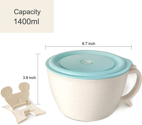 shopwithgreen Instant Noodle Cup With Lid, 40 OZ Ramen Bowl with Handle and Phone Holder - Microwave & Dishwasher Safe (Green)