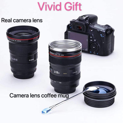 Camera Lens Coffee Mug,Camera Lens Mug,Fun Photo Coffee Mugs Stainless Steel Lens Mug Thermos Great Gifts for Photographers,Home Supplies,Friends,School Rewards - Chasing Y