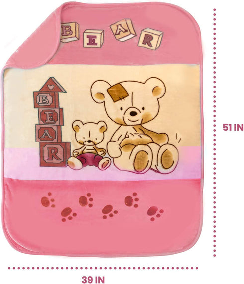 Hearth & Harbor Toddler Blanket Silky Soft Minky Children Bed Blanket - Ultra Plush, Thick & Warm - 39x51 inches Bear Prints,