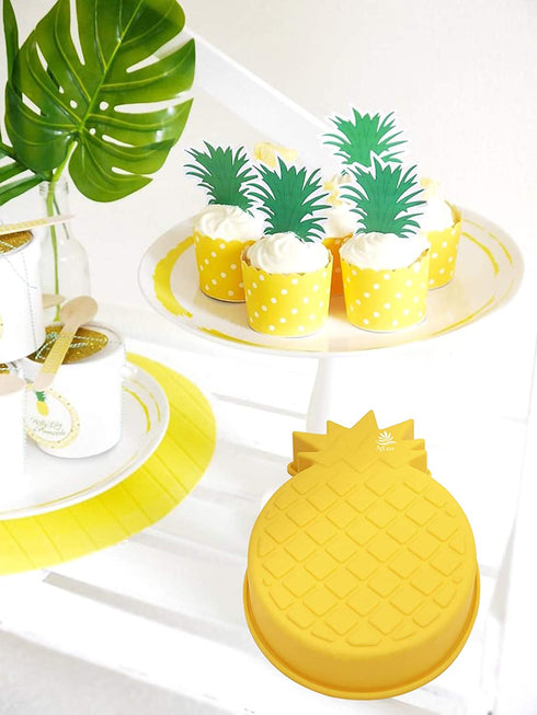 Pineapple Mold Silicone Hawaiian Chocolate Molds Summer Smash Cakes and Breakables, Cake Pan for Baking Luau, Tropical Hawaii Theme Decor and Birthdays- Large 3D Pineapple Mold, 10x7 inches
