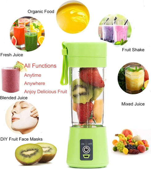 Portable Blender,Personal Size Blender Juicer Cup,Smoothies and Shakes Blender,Handheld Fruit Machine,Ice Blender Mixer Home (green)