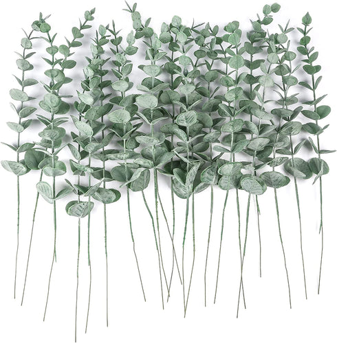 Miracliy 36 PCS Artificial Eucalyptus Stems with Frost, Faux Eucalyptus Leaves Greenery Stems for Vase Home Party Wedding Decoration€¦