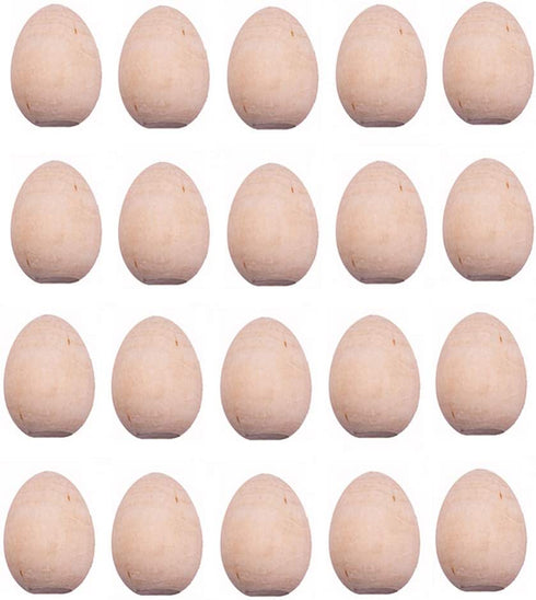 Kisangel 20pcs Unfinished Wood Eggs Smooth Flat Bottom Wooden Easter Craft Eggs for Easter Display Smooth Ready to Paint and Decorate S