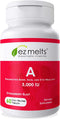 EZ Melts A as Retinol, 5,000 IU, Immune Support, Sublingual Vitamins, Vegan, Zero Sugar, Natural Strawberry Flavor, 60 Fast Dissolve Tablets