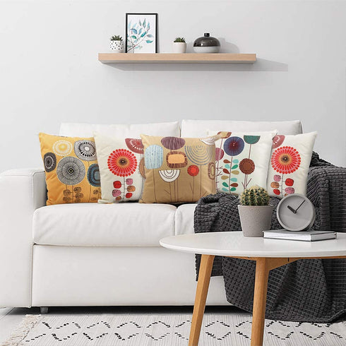 Throw Pillow Covers 18x18, Set of 4 Linen Throw Pillow Covers, Square Pillow Cushion Cases for Couch Sofa Bedroom Car, Orange.Valentine's Day Present