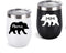 Gingprous Mama Bear, Papa Bear Couple Wine Tumbler Set, Gifts for Couples, New Parents, Pregnancy, New Mom and New Dad, 12 Oz Insulated Stainless Steel Wine Tumbler with Lid(Set of 2, Black and White)