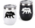 Gingprous Mama Bear, Papa Bear Couple Wine Tumbler Set, Gifts for Couples, New Parents, Pregnancy, New Mom and New Dad, 12 Oz Insulated Stainless Steel Wine Tumbler with Lid(Set of 2, Black and White)