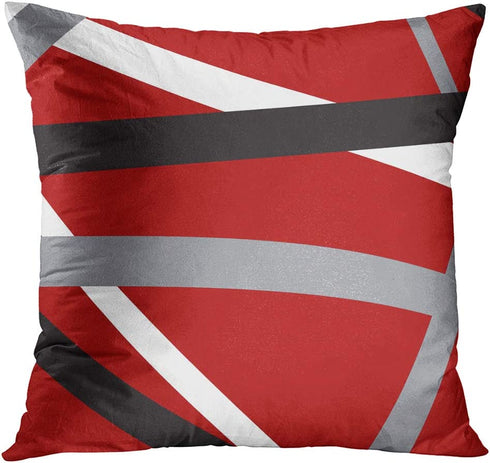 Emvency Set of 4 Throw Pillow Covers Red and Black White Gray Pattern Retro Abstract Stripes Spiral Decorative Pillow Cases Home Decor Square 18x18 Inches Pillowcases
