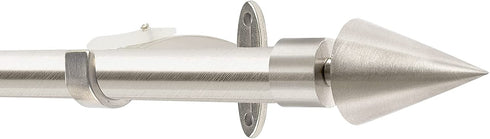 Silver Curtain Rod for Windows & Doors Curtains Extendable 36 to 66 Inch Adjustable Single Window Curtain Rod with Conical Finials & Brackets Set (3/4 Inch) - By Deco Window