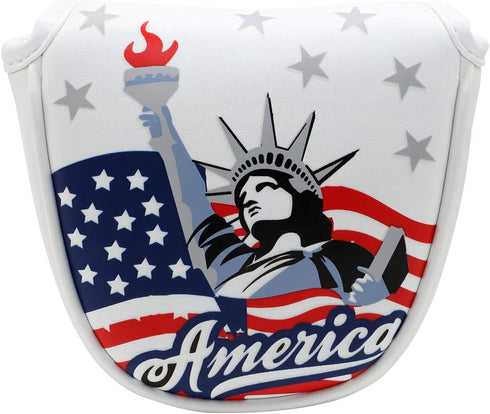 Golf Mallet Putter Head Cover Magnetic Headcover Head Covers Golf Club Accessory USA Statue of Liberty Thick Synthetic Leather for Odyssey 2ball 2 Ball Taylormade Scotty Cameron