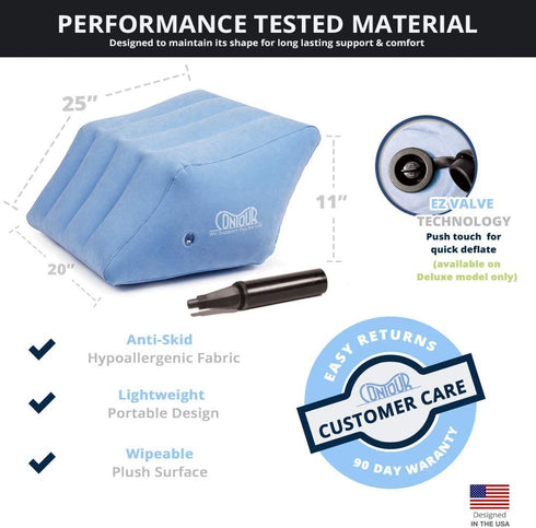Contour 2-in1 Inflatable Leg & Knee Relief Support Cushion - Wedge Pillow Gently Elevates Legs to Relax Muscles & Comfort Swelling