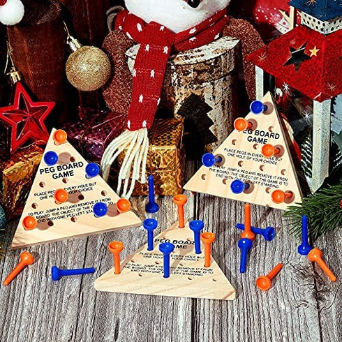 3 Packs Wooden Triangle Peg Games Triangle Wooden Board Game Family Board Game Wooden Strategy Toy Travel Games Teens and Adults Fun Learning Puzzles