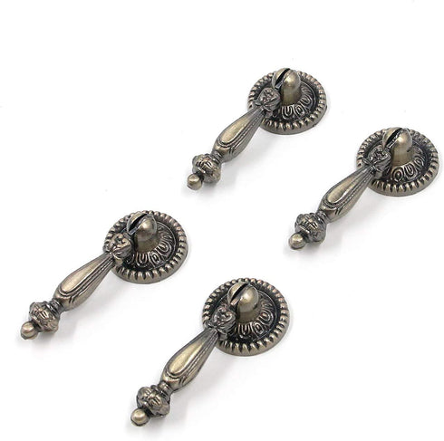 Geesatis 4 PCS Bronze Tear Drop Pull Handle Antique Drawer Cabinet Pull Handle Knobs Furniture Decorative Pull Tool with Mounting Screws, Rust Resistant, Knob Dia 1"