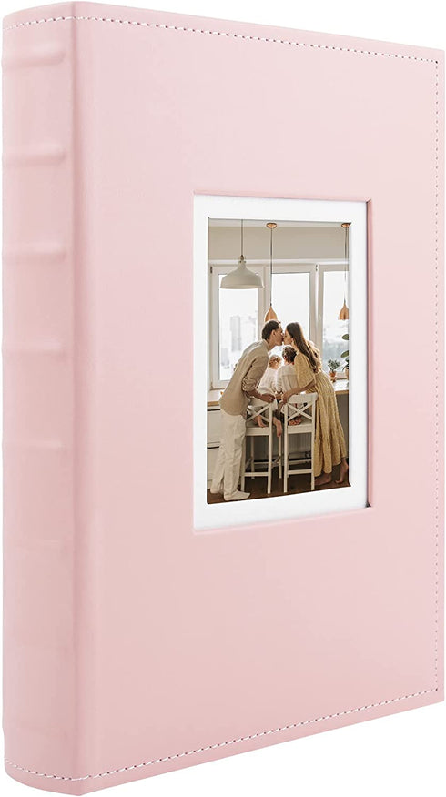 Golden State Art, Photo Album for 4x6 300 Pictures - Weddings, Holidays, Engagements, Vacations, Family - Front Extra Large Photo Display (Faux Leather Pink)