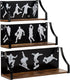 Calenzana Sports Floating Shelves Set of 3, Rustic Wooden Wall Shelf for Boys Men Room Bathroom Bedroom Living Room Decor, Black