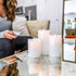Flameless Candles,flameless Battery Candlestick, Battery Remote Control Candles, LED Candles 3 Piece Set 4" 5" 6" H (3.25" D) Flash Flame with Remote Control and timed,Indoor Outdoor Use,White