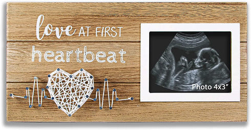 VILIGHT New Mom Gifts - Pregnancy Announcements Ideas Baby Nursery Decor - Love At First Heartbeat Sonogram Picture Frame for Standard 4" x 3" Ultrasound Photo