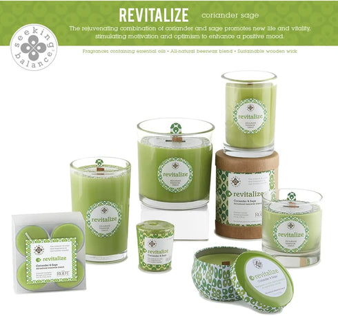 Root Candles Seeking Balance Beeswax Blend Candle, 8-Ounce, Revitalize: Coriander Sage