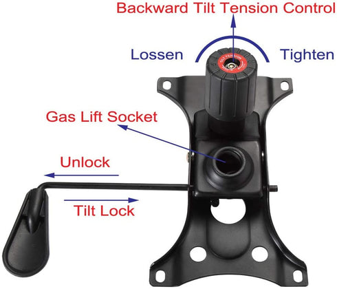 Skelang Tilt Control Mechanism Replacement, Office Chair Tilt Base Control Lift Mechanism, Swivel Base Plate Control Seat Mechanism, Mounting Hole Dimension: 10.2"×6"(L×W)