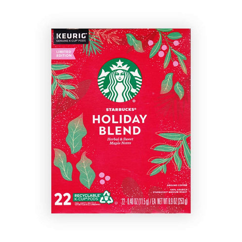 Holiday Blend Medium Roast Coffee Single-Cup Coffee for Keurig Brewers, 1 Box of 22, Herbal & Sweet Maple Notes