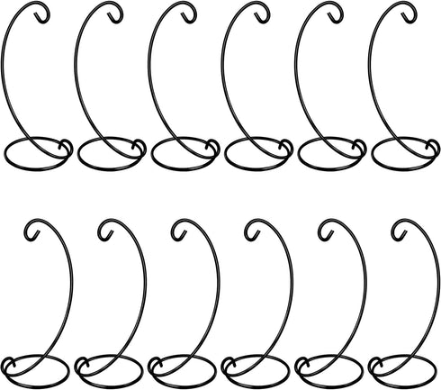 HiGift 12 Pack Ornament Display Stand, 9? Tall Iron Ornament Holder Stand for Hanging Globe Air Plant, Terrarium Plant, Witch Ball Stand for Bauble Home Party Wedding Craft Christmas Decor - Black