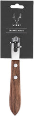 Viski Channel Knife, Cocktail Garnish Citrus Zester, Walnut Wood & Stainless Steel Bar Tool with Rivets, Set of 1, Brown