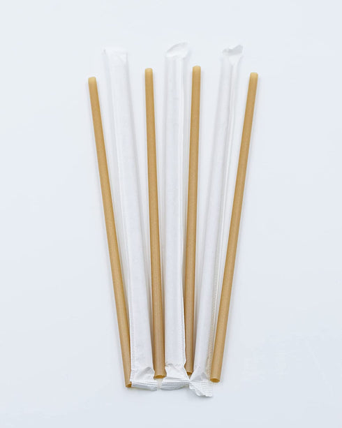 LK3 Certified Compostable Sugarcane Straws 200 Pack: 100% Plant Based, Biodegradable, No Plastic, ASTM D6400, Reusable Drinking Straws | Alternative to Paper and Plastic Straws (Paper Wrapped)
