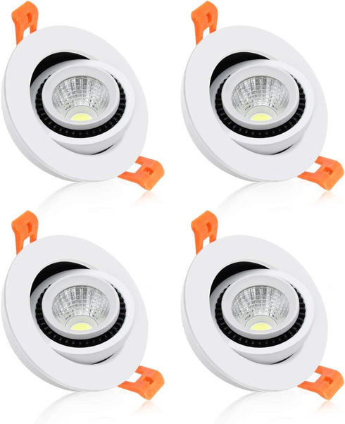 YGS-Tech 2 Inch LED Recessed Lighting Dimmable Downlight, 3W (35W Halogen Equivalent) COB Tai Chi Spotlight, 3000K Warm White, CRI80, LED Ceiling Light with LED Driver (4 Pack)