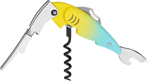TrueZoo Gillbert Fish Double Hinged Corkscrew, Novelty Wine Key, Waiters Corkscrew Bottle Opener