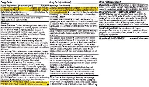 Arthriten Inflammatory Pain Formula Caplets with 3 Active Ingredients: Aspirin, Acetaminophen & Caffeine, White, 28 Count (Pack of 1)