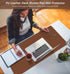 Office Desk Pad Protector Mouse Pad 17 X 34 Inch Desk Blotter Pad on Top of Writing Desks Waterproof PU Leather Desk Mat Desktop Accessory Organizer for Computer Laptop Keyboard Dual-Sided Brown/Blue