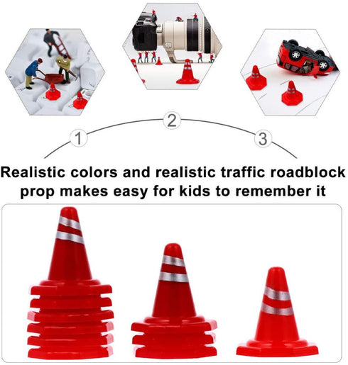 Toddmomy 30Pcs Traffic Road Cones Pretend Play Toys Roadblocks Simulation Traffic Signs Miniature Traffic Cones for Sand Table Engineering Construction