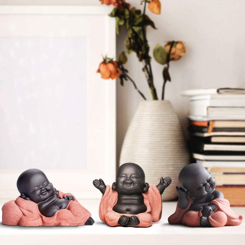A Collection of Cutie 3 Buddhas Lovely 3 Style Smiling Buddha Laughing Buddha Statue Great Details Giftable Make You Happy