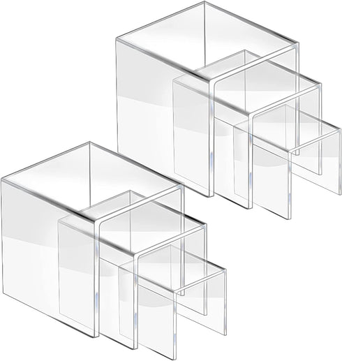 CECOLIC Clear Acrylic Riser Display Stand, Acrylic Display Riser Stand Shelf for Pops Figures, Amiibo, Jewelry, Candy, Cupcake, Dessert (5x6x7'')