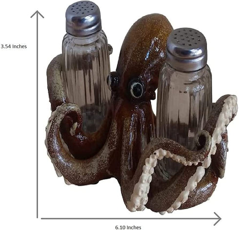 Comfy Hour Western Retro Collection 3" Octopus Salt and Pepper Bottle Holder, Polyresin