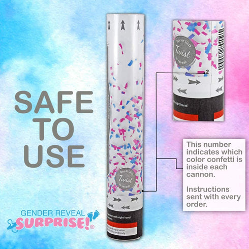 Gender Reveal Confetti Cannon Poppers (2 Pack Blue) Gender Reveal Surprise - Biodegradable Confetti