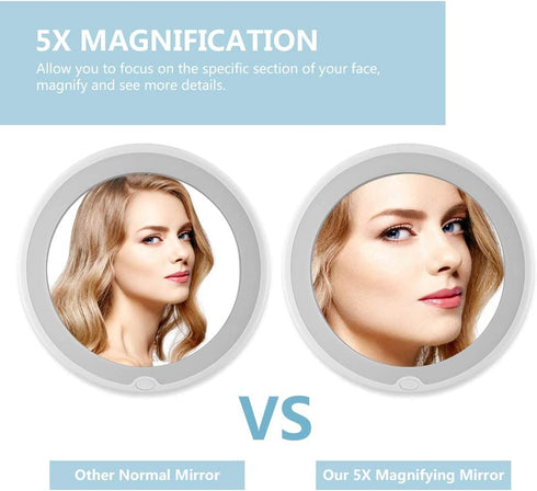 5X Magnifying Mirror with Light Makeup Mirror with Lights LED Lighted Makeup Mirror Vanity Mirror with Lights Flexible Gooseneck Mirror with Lights with Powerful Suction Cup