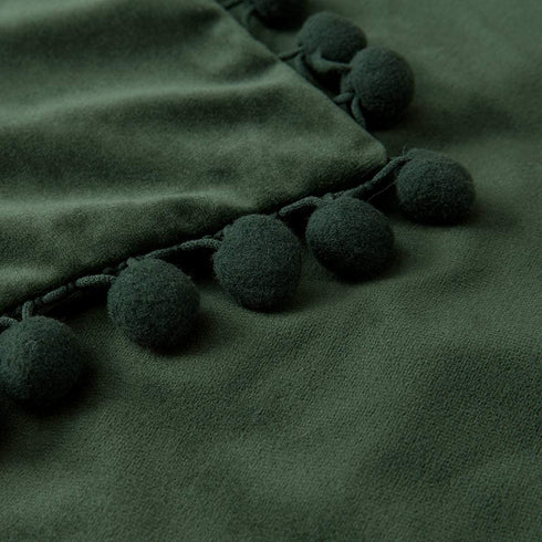 Woaboy Pack of 2 Velvet Throw Pillow Covers Spring Pompom Decorative Pillowcases Solid Soft Cushion Covers with Poms Square for Couch Sofa Bedroom Car 20x20inch Dark Green
