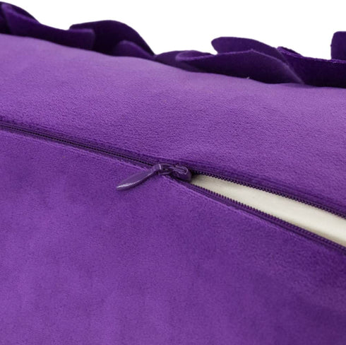 JWH 3D Flower Throw Pillow Covers Aesthetic Sunflower Pillow Cases Cute Pillowcase Handmade Decorative Rectangle Velvet Cushion Covers Farmhouse Sofa Couch Floor Decor Plush Shams 12x20 Inch Purple