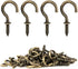 FEED GARDEN Cup Screw Hooks 5/8" Metal Ceiling Hooks 50 Pack Heavy Duty Rubbed Bronze Steel Cup Hooks for Coffee Cup,Tea Cup,Plants,Lights,Hooks for Outdoor/Indoor