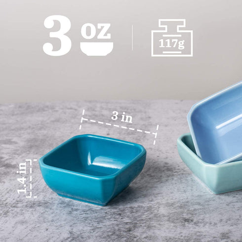 Delling 3 Oz Ceramic Dip/Dipping Bowls Set - Dipping Soy Sauce Bowl/Dishes Small Sauce Bowls Cups for Sushi Tomato Sauce, Soy, BBQ-Chip and Serving Bowl Set - Set of 6,Colorful