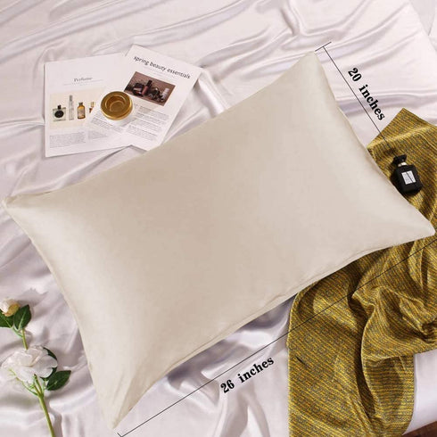 Adubor Silk Pillowcase for Hair and Skin 23 Momme 100% Mulberry Silk Pillow Covers Standard Size with Hidden Zipper Soft Breathable Both Sides Pure Silk, Beige, 20x26inch, Standard Size, 1Pack