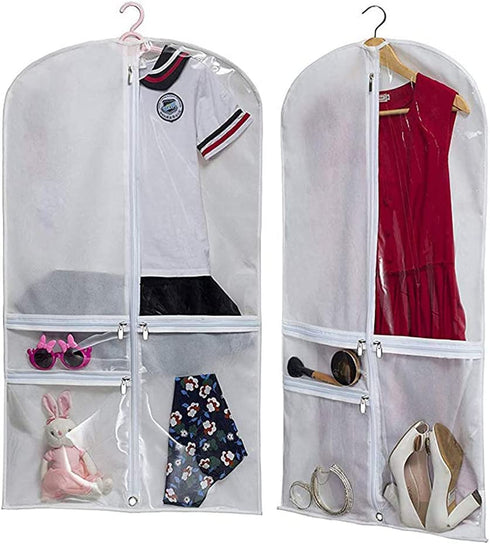 Wedding Dress Cover 50inch for Hanging Clothes, Gusseted Closet Storage Costume Dance Garment Bag with 3 Clear Zipper Pockets, Breathable Travel & Competition Protector for Suit Coat Jacket Sweater